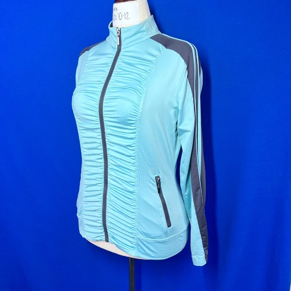 |•BOSTON PROPER•| Blue & Grey Athletic Activewear Jacket Size Medium - Picture 3 of 10